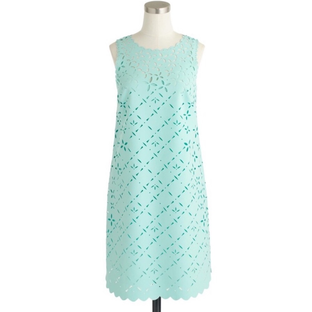 JCrew Mint Scallopped Cutout Dress-Size 6